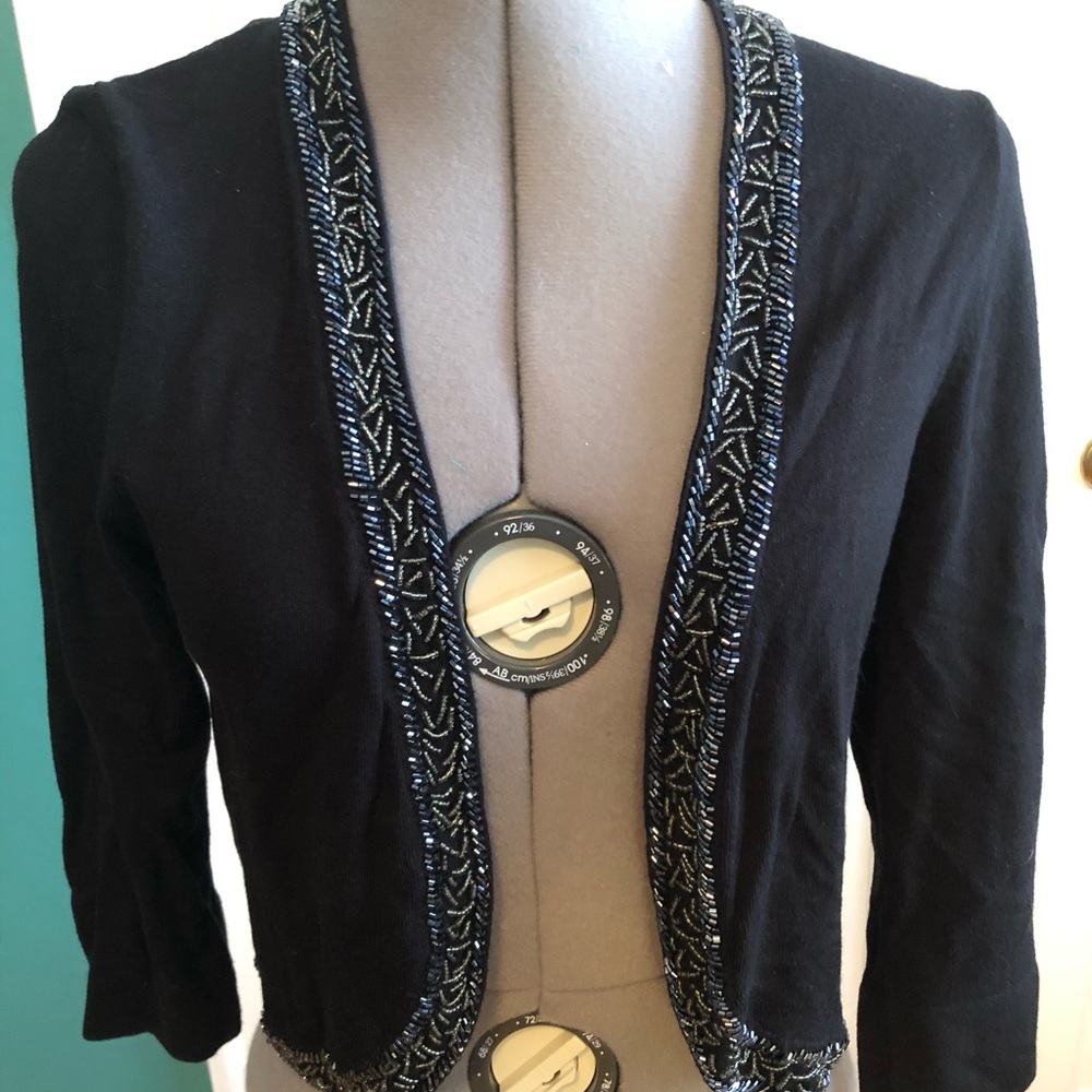 Black beaded cropped cardigan